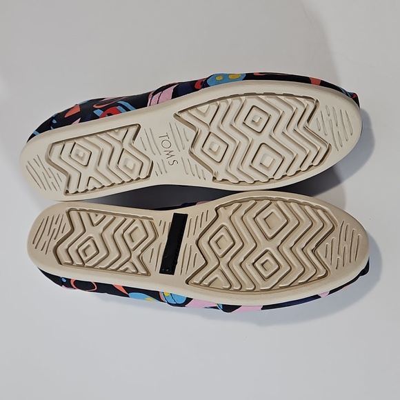 Toms Alpargata Abstrast Geometric Canvas Espadrilles Shoes 7 NWOT Blue Orange - Picture 7 of 7